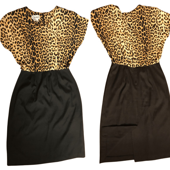 Black Ramie Cheetah Print Dress by Nu-Mode - Picture 2 of 5